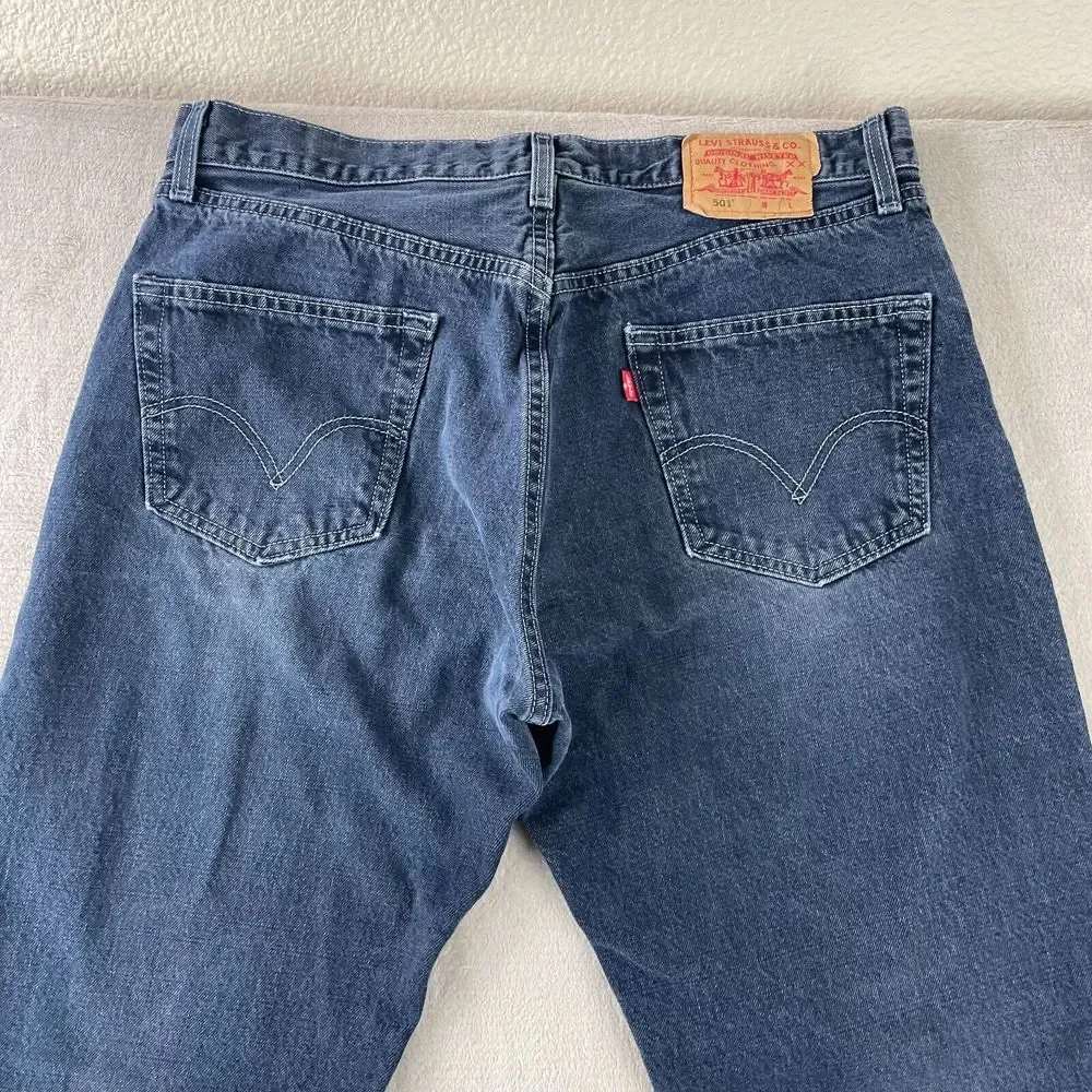 Vintage Levi's 501xx Jeans 34X31 Blue Button Fly Denim Straight 90s Bat Wing Tag